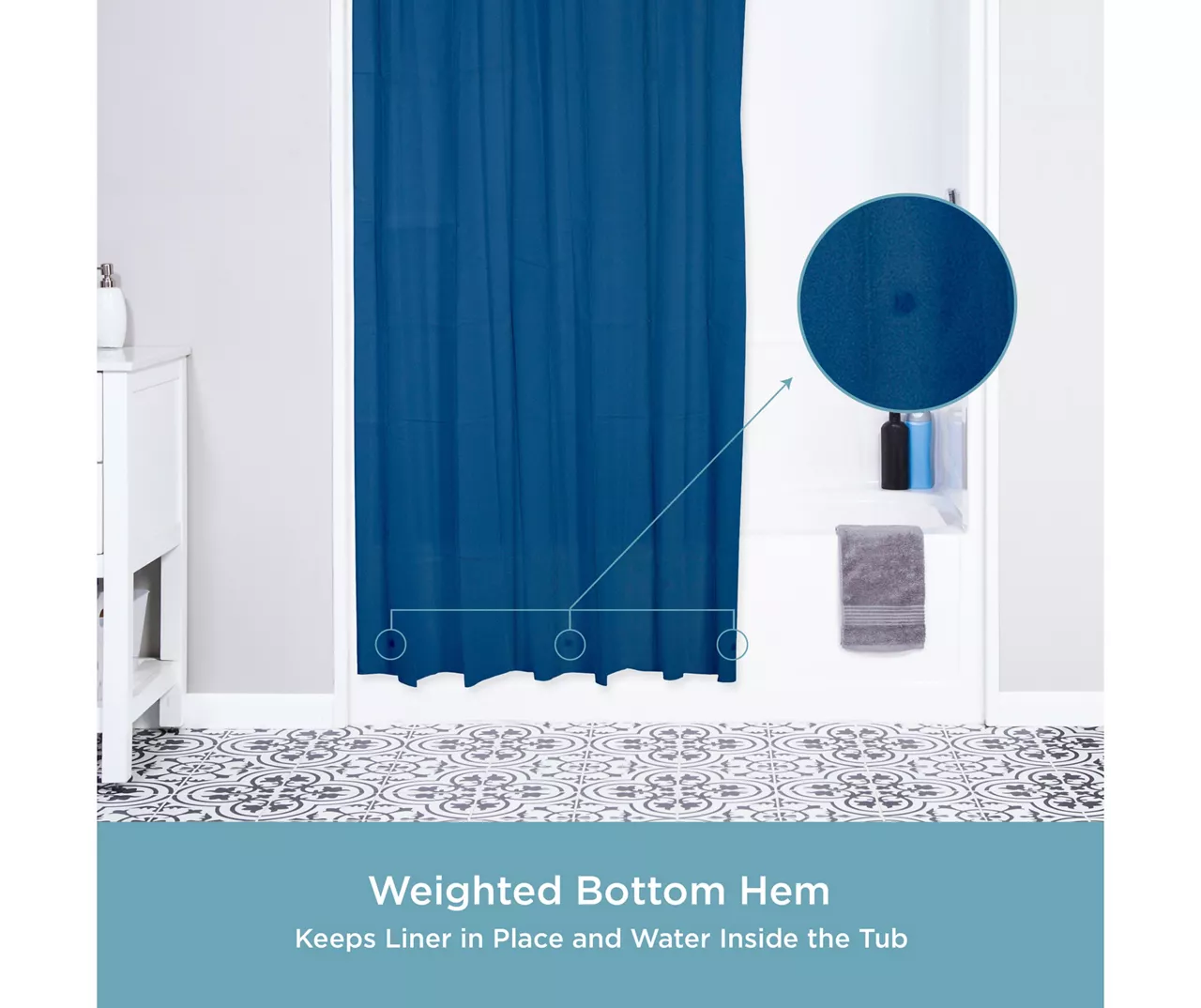 Blue 13-Piece Lightweight PEVA Shower Liner & C-Ring Set 5 Blue 13-Piece Lightweight PEVA Shower Liner & C-Ring Set - Image 5