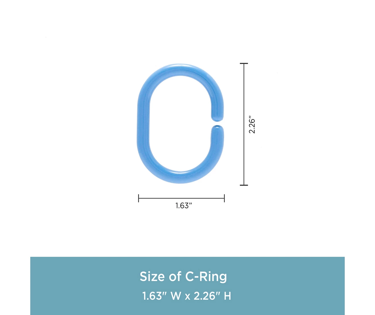 Blue 13-Piece Lightweight PEVA Shower Liner & C-Ring Set 6 Blue 13-Piece Lightweight PEVA Shower Liner & C-Ring Set - Image 6