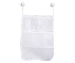 White Mesh 4-Pocket Hanging & Suction Shower Organizer Caddy