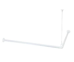 White 36" X 36" L-Shape Permanent Shower Curtain Rod