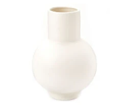 Cream Bulb Ceramic Vase, (10.5")