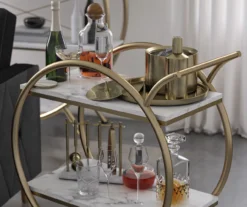 Amelia White Marble 2-Shelf Bar Cart -Cuisinart Store 810589212 1