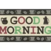 "Good Morning" Gray & Cream Coffee Kitchen Rug, (30" X 18")