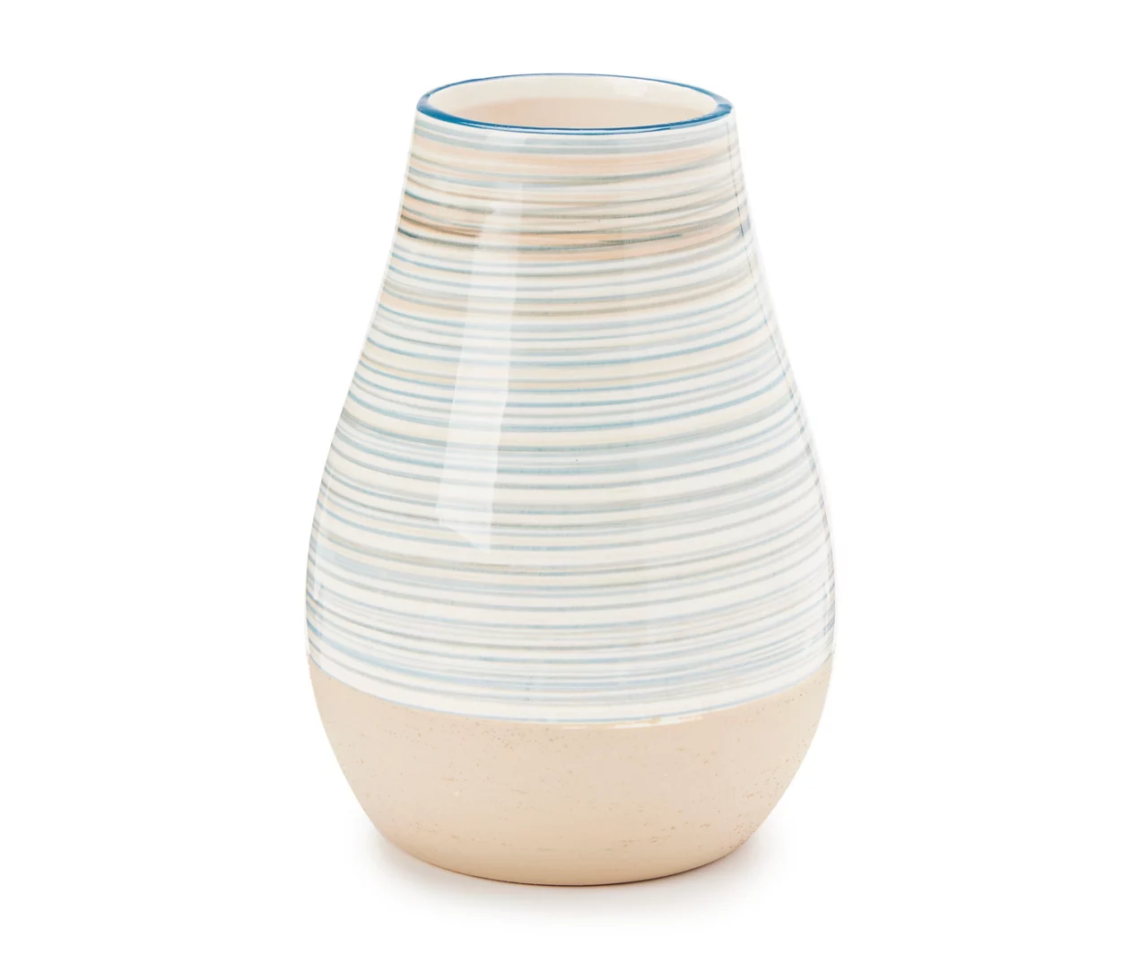 Blue & Tan Stripe Ceramic Vase 1 Blue & Tan Stripe Ceramic Vase