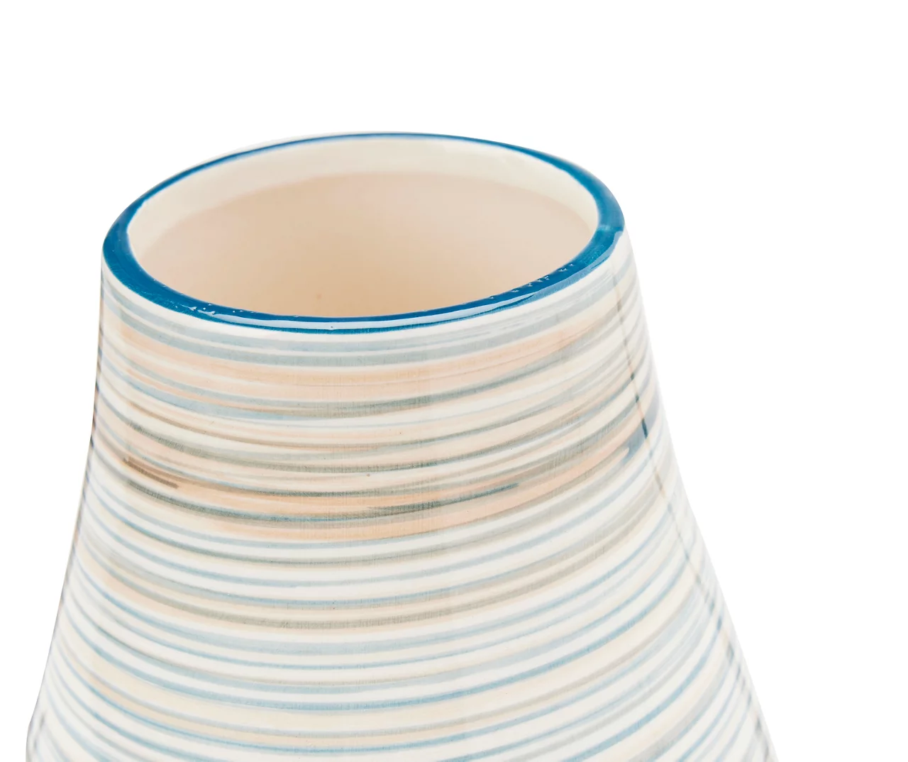 Blue & Tan Stripe Ceramic Vase 3 Blue & Tan Stripe Ceramic Vase - Image 3
