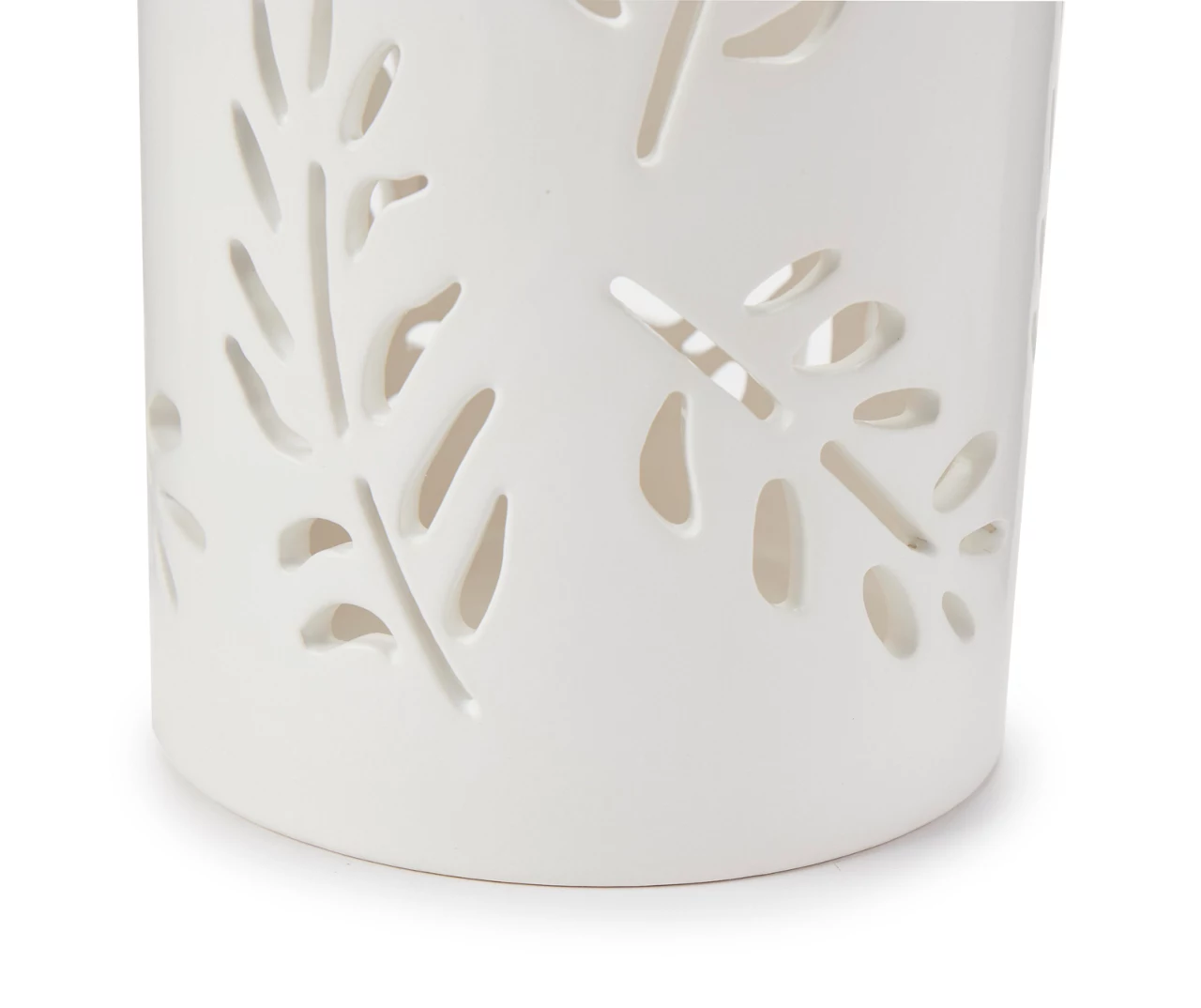 White Leaf Cutout Ceramic Hurricane 2 White Leaf Cutout Ceramic Hurricane - Image 2
