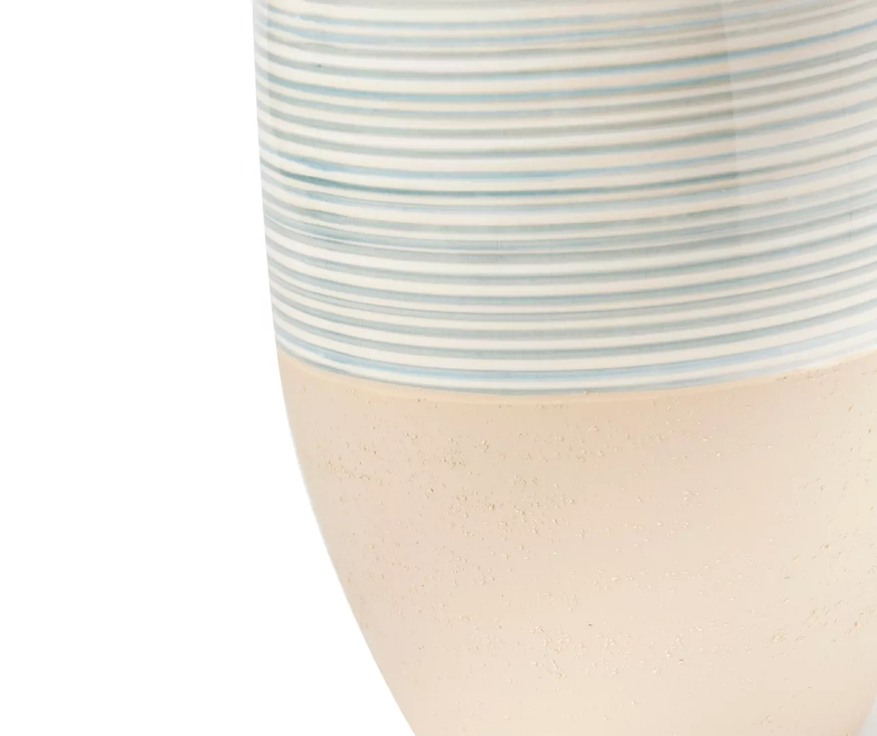 Blue & Tan Stripe Ceramic Vase 4 Blue & Tan Stripe Ceramic Vase - Image 4