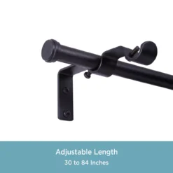 Black 5/8" Double Conversion Curtain Rod Kit, (30"-84") 6 Black 5/8" Double Conversion Curtain Rod Kit, (30"-84") -Cuisinart Store 810591622 3