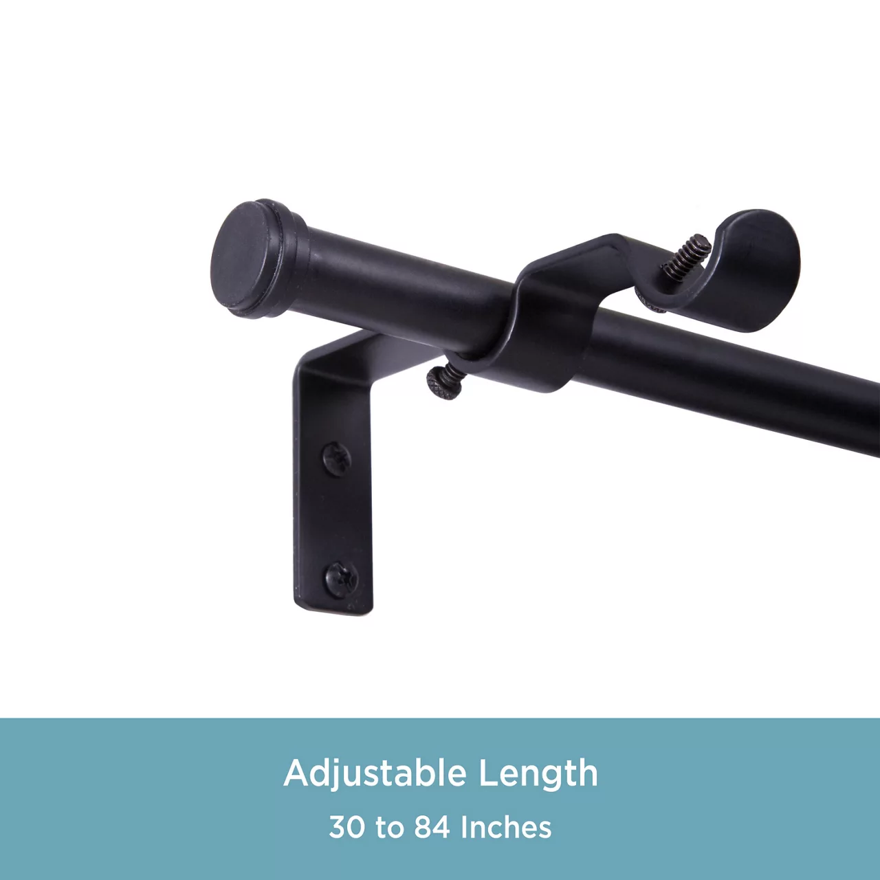 Black 5/8" Double Conversion Curtain Rod Kit, (30"-84") 3 Black 5/8" Double Conversion Curtain Rod Kit, (30"-84") - Image 3