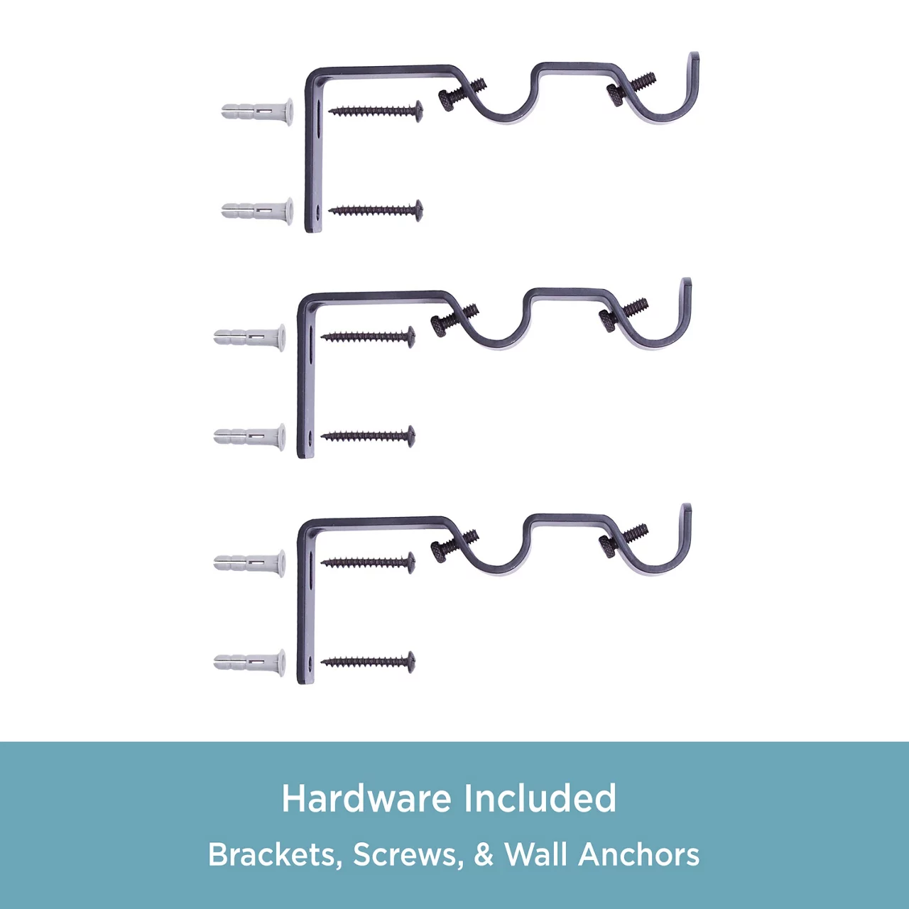 Black 5/8" Double Conversion Curtain Rod Kit, (30"-84") 4 Black 5/8" Double Conversion Curtain Rod Kit, (30"-84") - Image 4