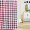 Winchester Red & Blue Plaid Polyester Shower Curtain Set