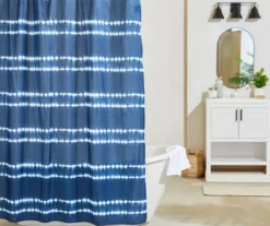 Bell Navy & White Ink Blot Polyester Shower Curtain Set