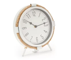 Grecian Getaway White & Tan Rope-Accent Mini Clock -Cuisinart Store 810592575 A8 2