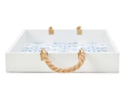 Grecian Getaway Blue & White Tile Print Decorative Tray 5 Grecian Getaway Blue & White Tile Print Decorative Tray -Cuisinart Store 810592580 A8 3