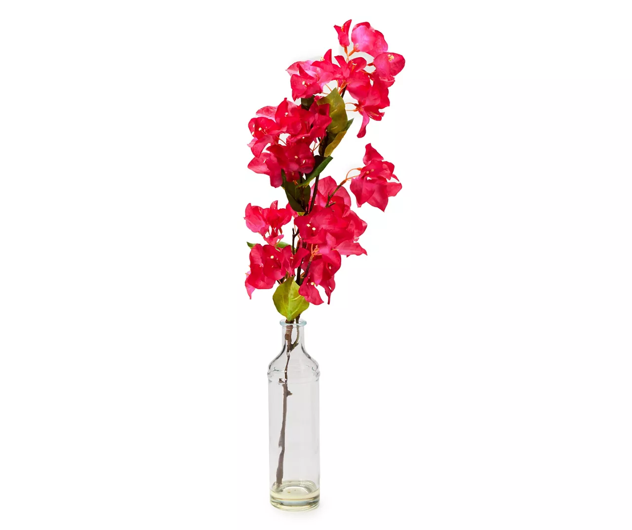 Grecian Getaway Red Artificial Bougainvillea Stem With Glass Vase 1 Grecian Getaway Red Artificial Bougainvillea Stem With Glass Vase
