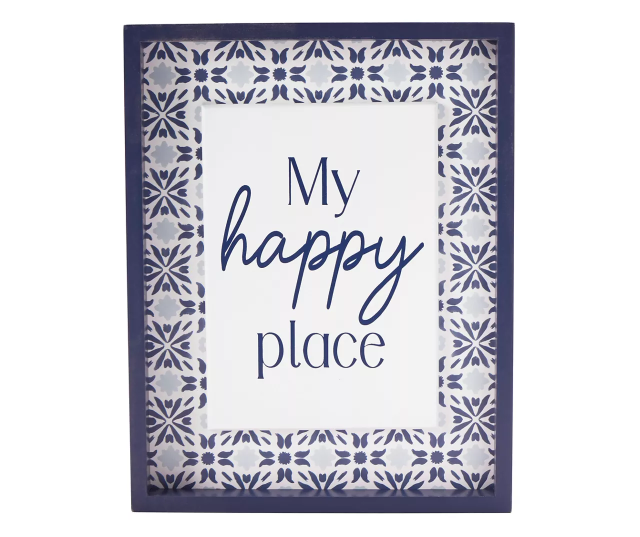 Grecian Getaway "My Happy Place" Navy & White Framed Wall Plaque 1 Grecian Getaway "My Happy Place" Navy & White Framed Wall Plaque