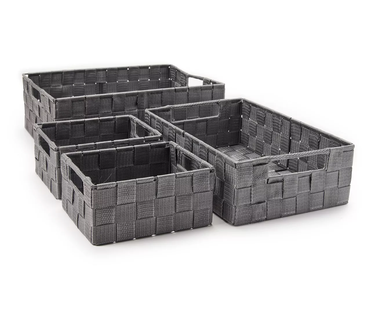 Gray Woven Strap Storage Bins, 4-Pack 2 Gray Woven Strap Storage Bins, 4-Pack - Image 2