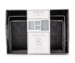 Gray Woven Strap Storage Bins, 4-Pack