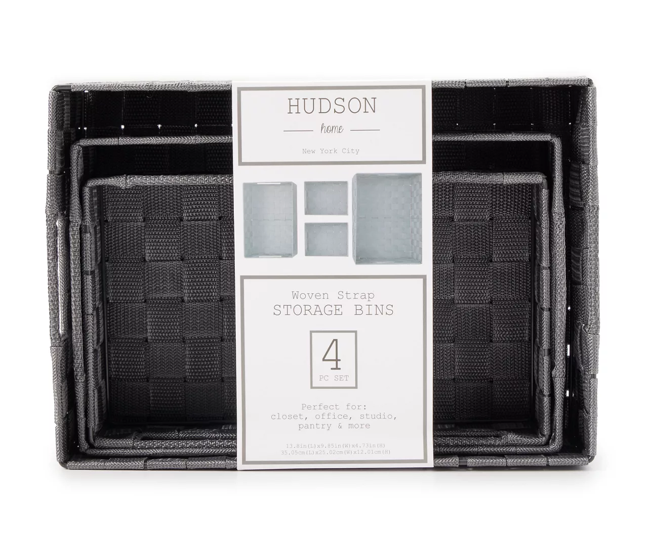 Gray Woven Strap Storage Bins, 4-Pack 1 Gray Woven Strap Storage Bins, 4-Pack