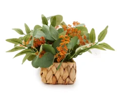 New Beginnings Green & Orange Artificial Greenery In Woven Tray -Cuisinart Store 810593931 A8 3