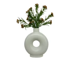 New Beginnings Green Artificial Floral Arrangement With White Round Ring Vase