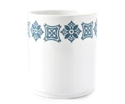 White & Blue Geometric Utensil Holder