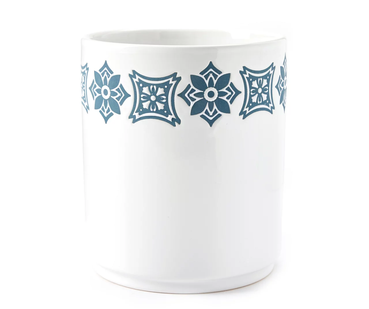 White & Blue Geometric Utensil Holder 1 White & Blue Geometric Utensil Holder