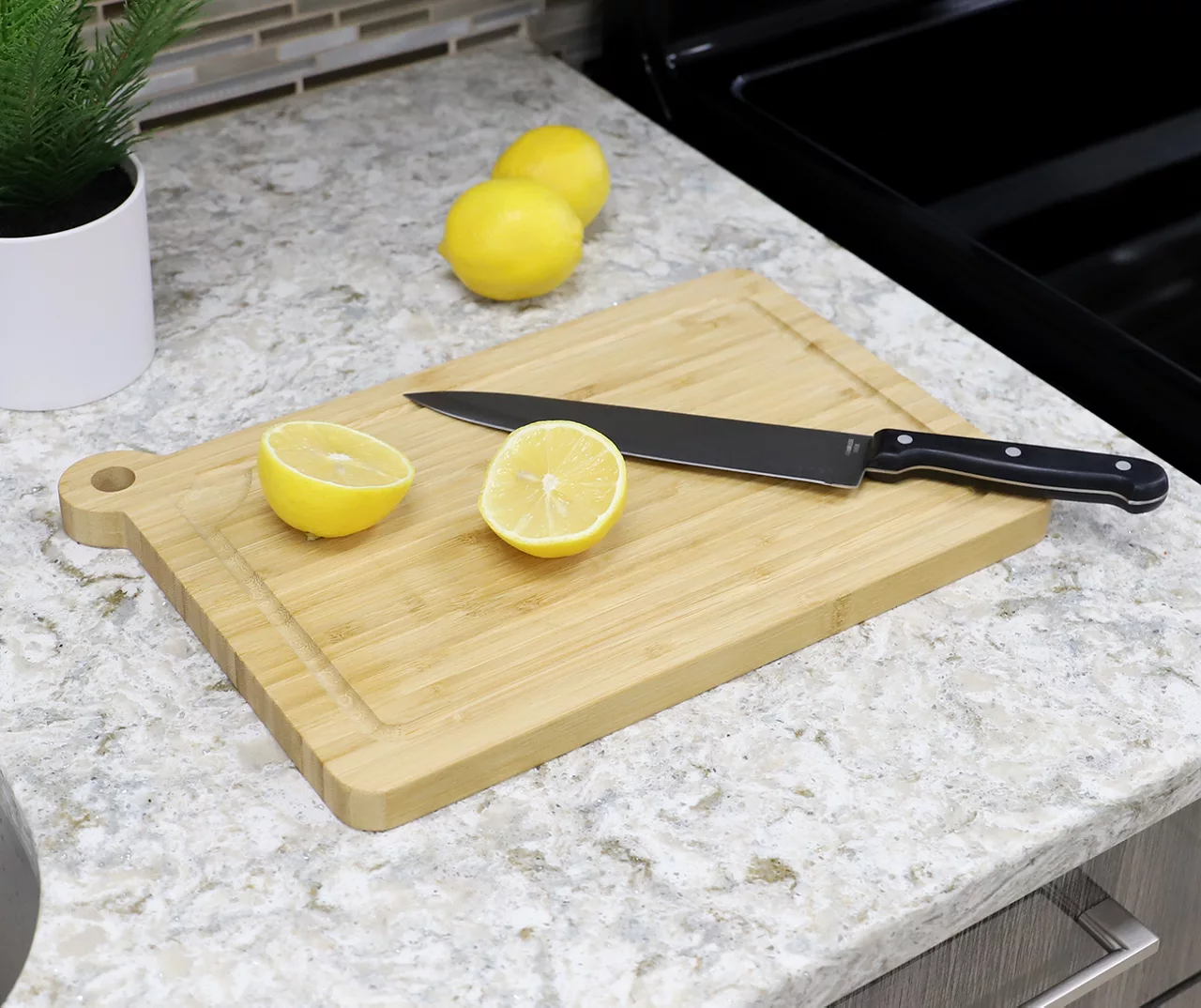 Bamboo Cutting Board With Handle, (14" X 10") 3 Bamboo Cutting Board With Handle, (14" X 10") - Image 3