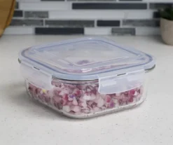 Clear & Indigo Glass Square Food Storage Container, (40 Oz.) -Cuisinart Store 810596956 A01