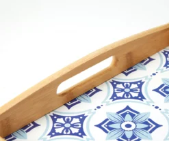 White & Blue Geometric Bamboo Serving Tray, (20" X 12") -Cuisinart Store 810597035 A8 2