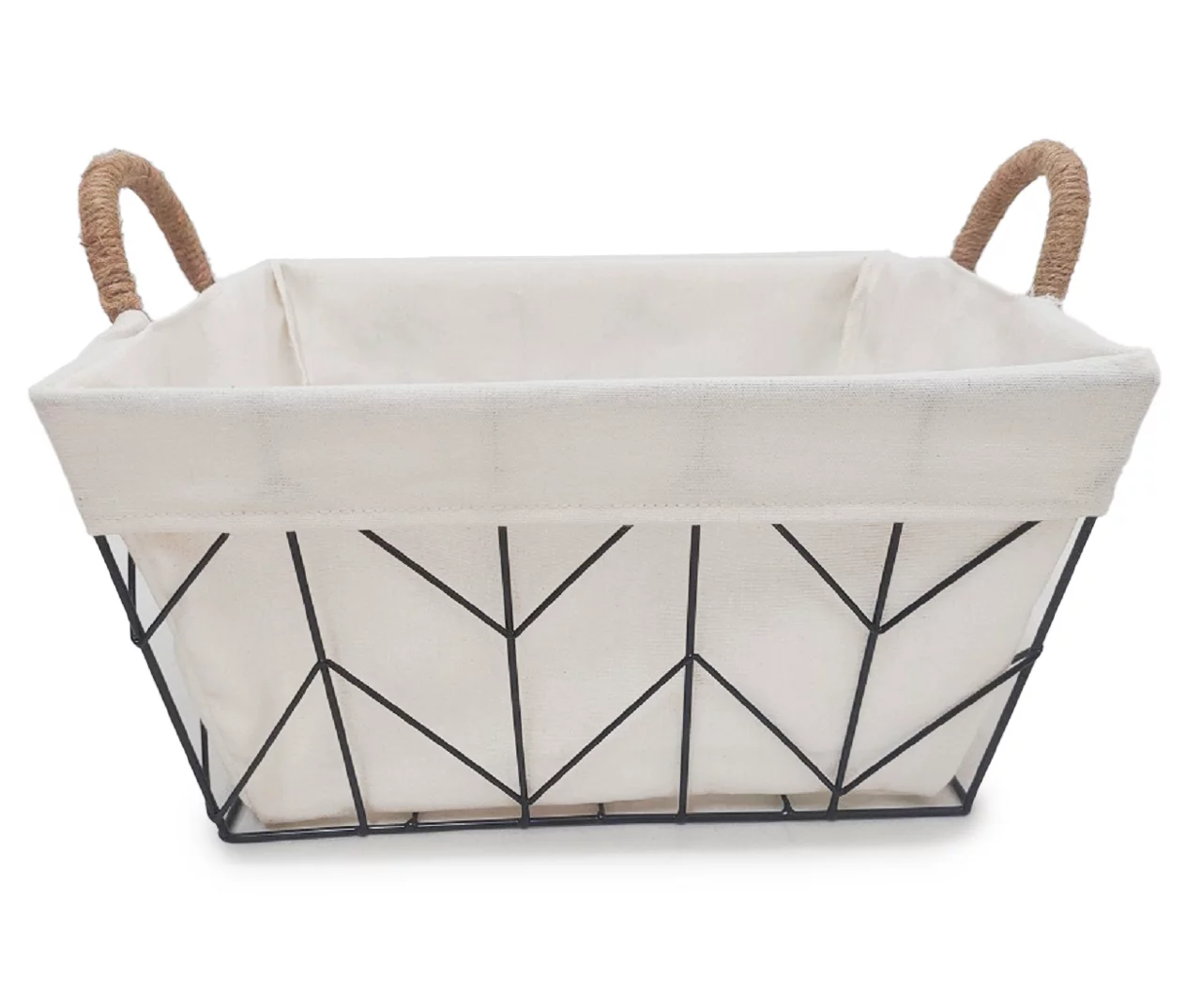 Chevron Wire Basket With Linen Liner 4 Chevron Wire Basket With Linen Liner - Image 4