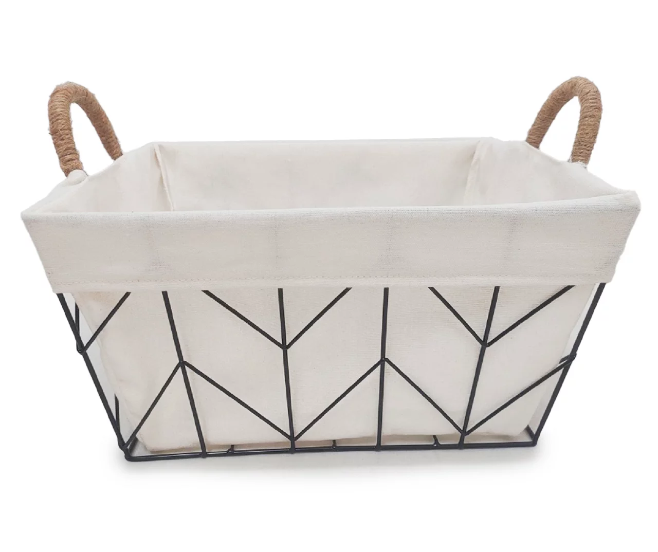 Chevron Wire Basket With Linen Liner 1 Chevron Wire Basket With Linen Liner