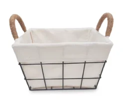 Chevron Wire Basket With Linen Liner 7 Chevron Wire Basket With Linen Liner -Cuisinart Store 810598386
