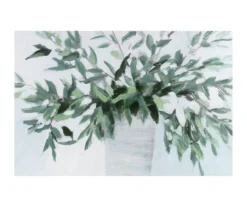Green & White Eucalyptus Embellished Wrapped Canvas
