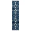 Portgate Cream & Blue Medallion Area Rug, (2' X 8')
