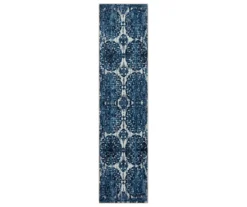 Portgate Cream & Blue Medallion Area Rug, (2' X 8')