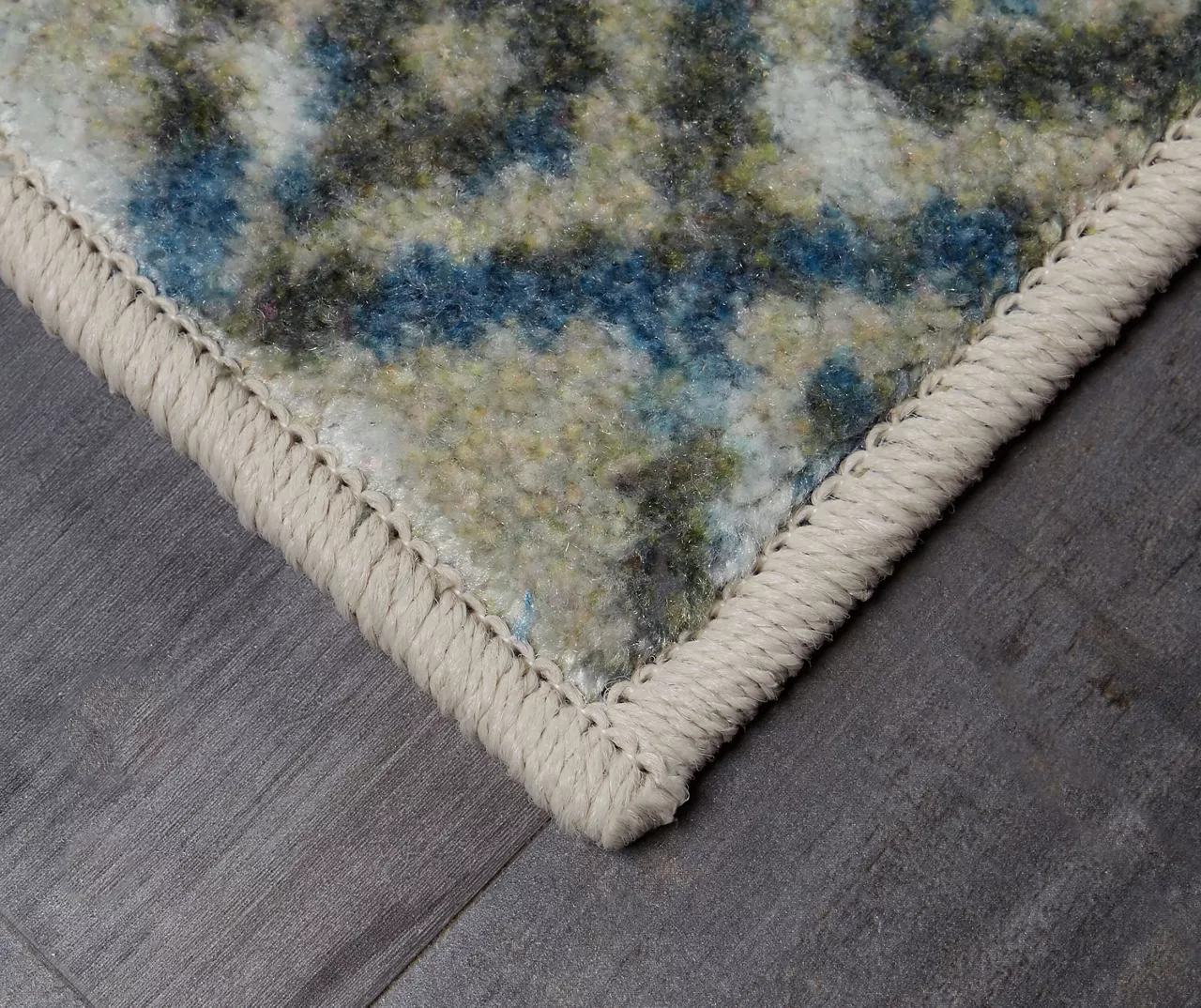 Prale Cream & Blue Geometric Area Rug, (2' X 3') 2 Prale Cream & Blue Geometric Area Rug, (2' X 3') - Image 2