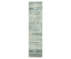 Prale Cream & Blue Geometric Area Rug, (2' X 5')