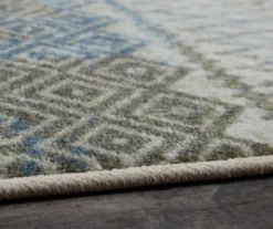 Prale Cream & Blue Geometric Area Rug, (2' X 5') -Cuisinart Store 810599773 A8 4