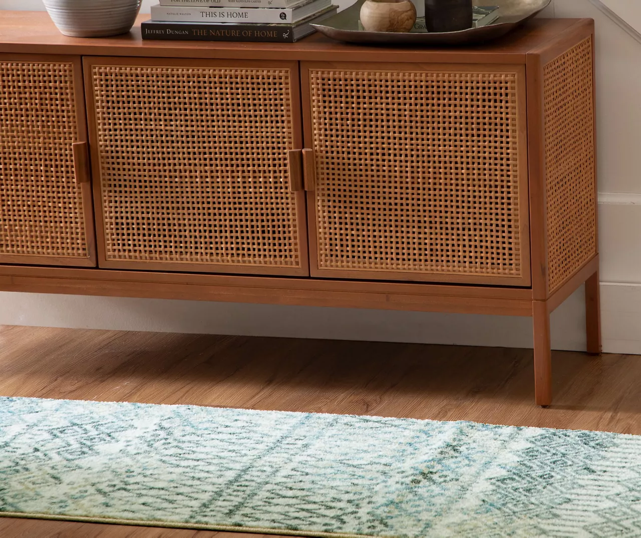 Prale Cream & Blue Geometric Area Rug, (2' X 8') 6 Prale Cream & Blue Geometric Area Rug, (2' X 8') - Image 6