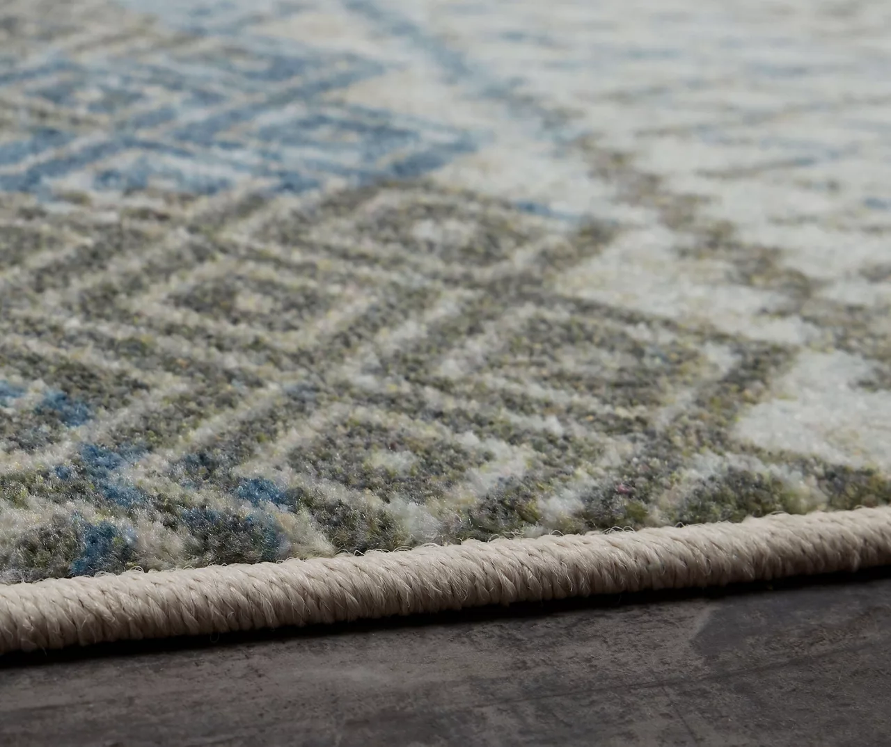 Prale Cream & Blue Geometric Area Rug, (2' X 8') 5 Prale Cream & Blue Geometric Area Rug, (2' X 8') - Image 5