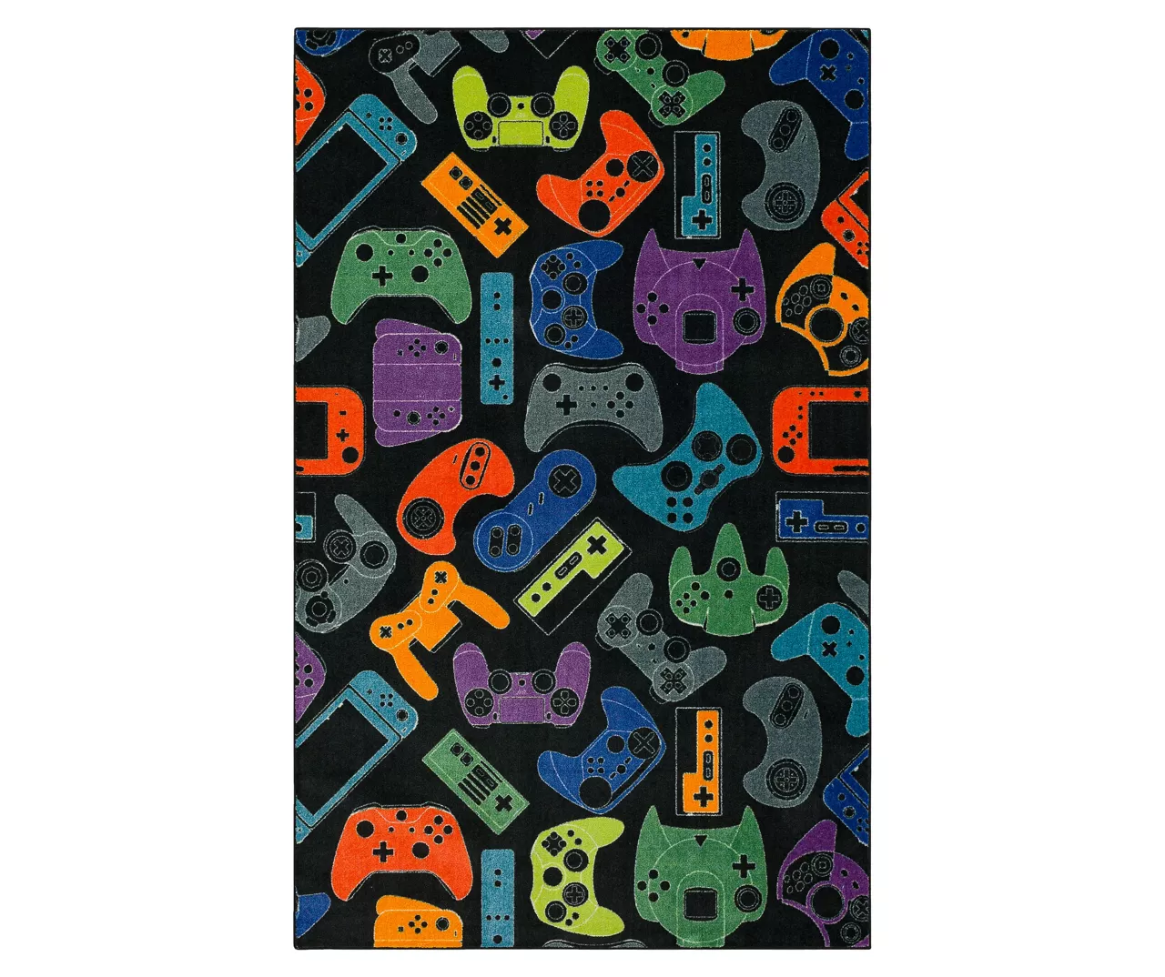 In Control Black & Multi-Color Game Controllers Area Rug, (5' X 8') 1 In Control Black & Multi-Color Game Controllers Area Rug, (5' X 8')
