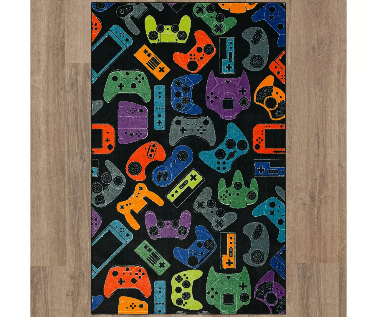 In Control Black & Multi-Color Game Controllers Area Rug, (5' X 8') 2 In Control Black & Multi-Color Game Controllers Area Rug, (5' X 8') - Image 2