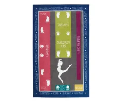 Blue & Multi-Color Gymnastics Area Rug, (5' X 8')