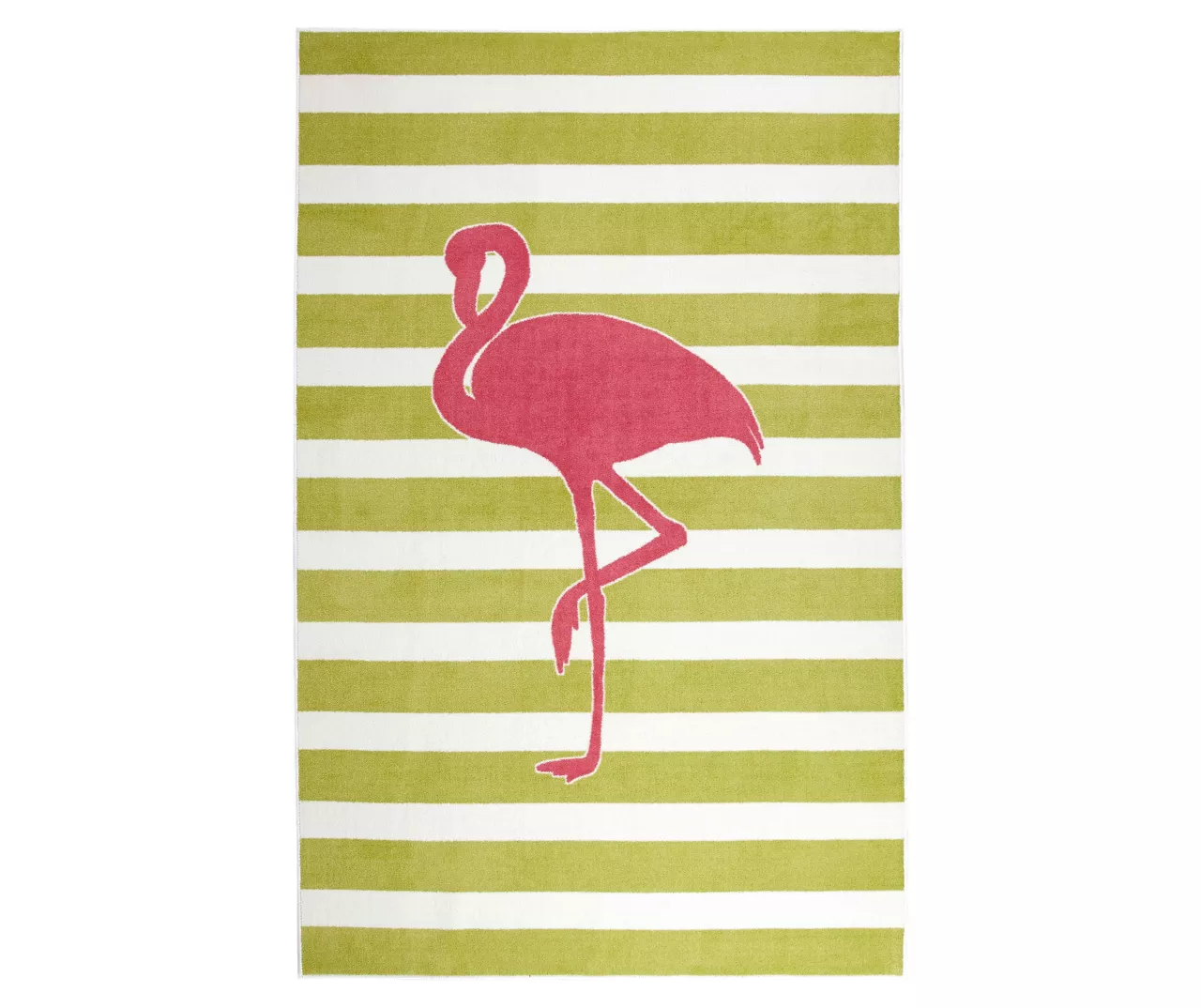 Fancy Flamingo Hot Pink & Green Stripe Area Rug, (5' X 8') 1 Fancy Flamingo Hot Pink & Green Stripe Area Rug, (5' X 8')