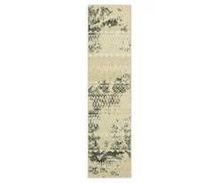 Prale Beige & Black Geometric Area Rug, (2' X 8')