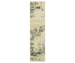 Prale Beige & Black Geometric Area Rug, (2.5' X 10')