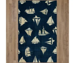Navy & Beige Sailboats Area Rug, (5' X 8') -Cuisinart Store 810599834 A0 2