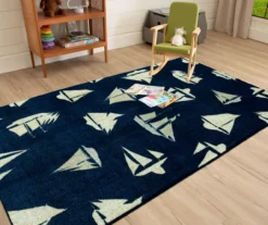 Navy & Beige Sailboats Area Rug, (5' X 8') -Cuisinart Store 810599834 A0 4