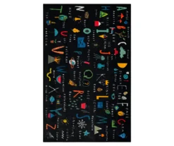 ABC Letters Black Multi-Color Area Rug, (5' X 8')